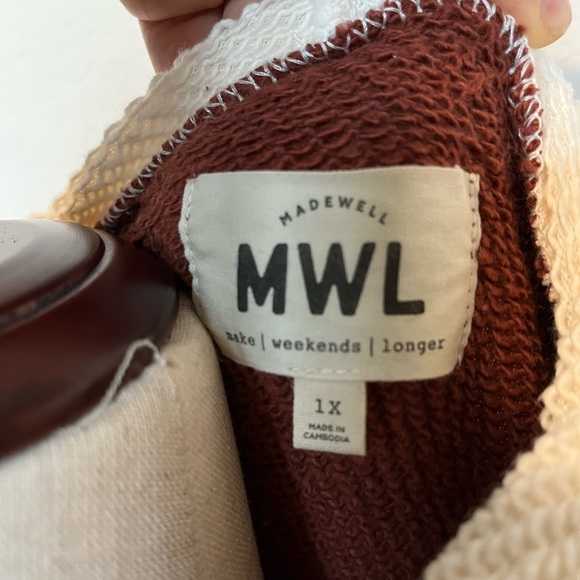 Madewell MWL Airyterry Hoodie Sweatshirt in Colorblock - Picture 8 of 9